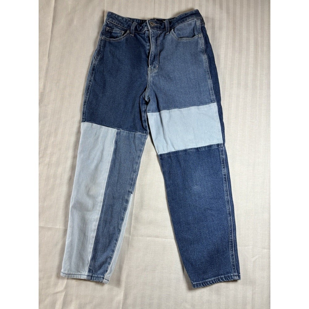 Hollister‎ Women's Ultra High-Rise Patchwork Mom Jeans Blue Sz 5S 27W 25L